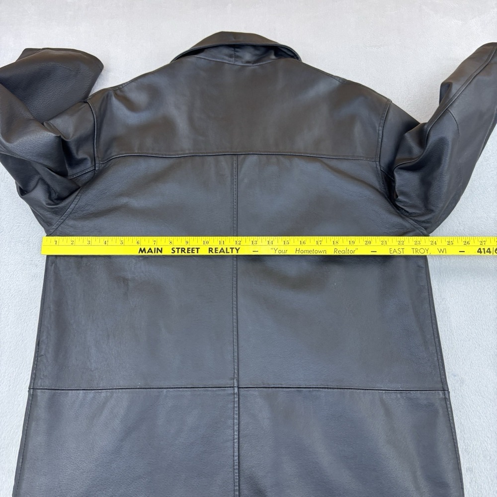 Airborne Leathers Coat Mens Medium Black Genuine Leather Overcoat Trench Jacket - Picture 8 of 11